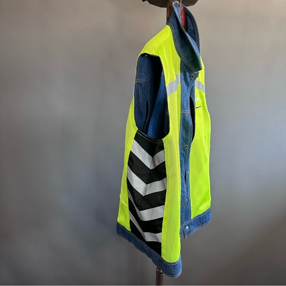 Nwot Lawless Missing Link Biker Moto Denim Safety Reversible Vest Men's Size 2XL - Picture 11 of 15